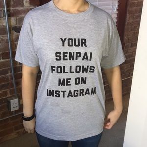 funny anime senpai otaku long oversized t shirt - your senpai follows me on instagram t shirt